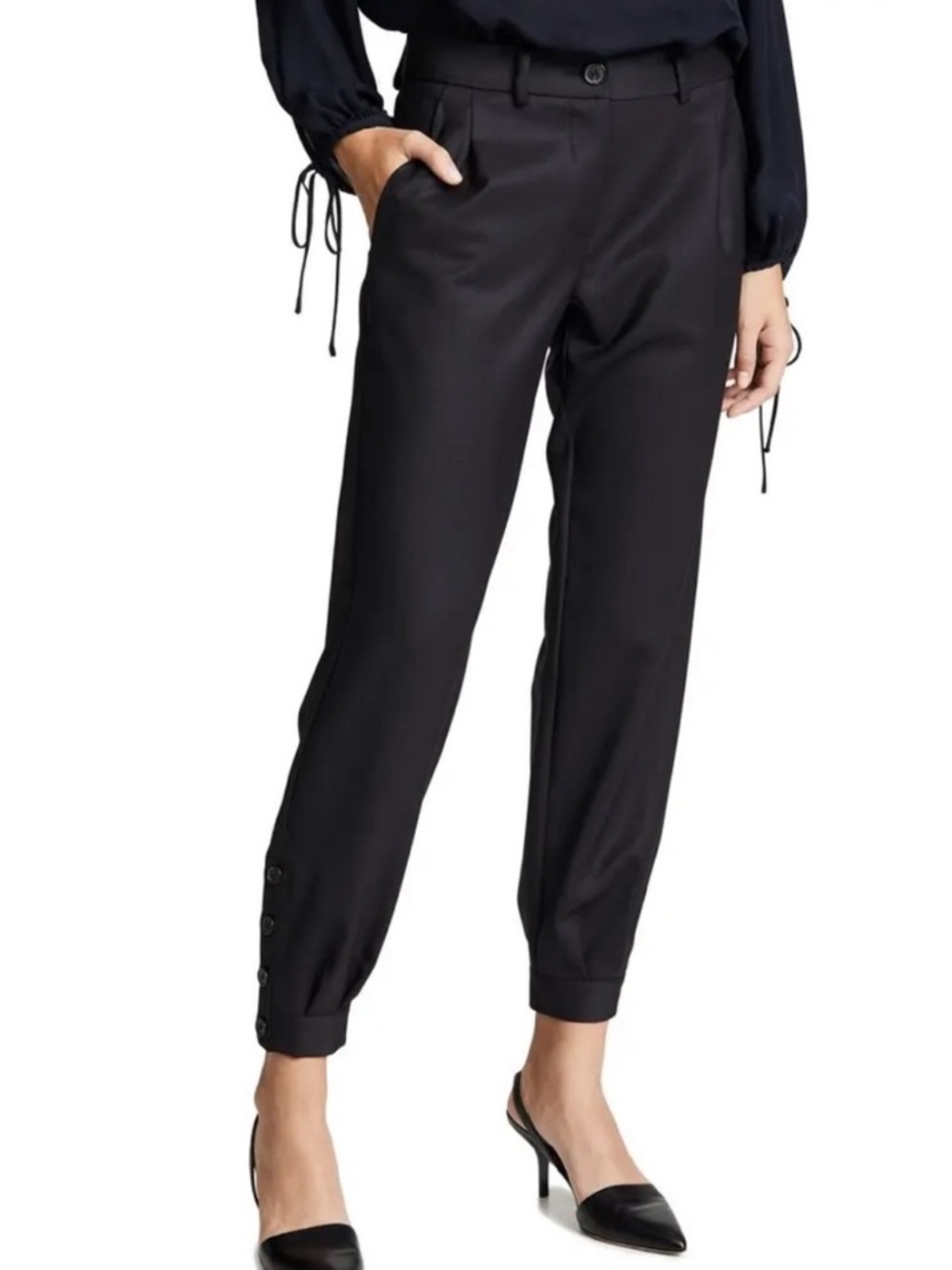 Nili Lotan Bertina Satin Crop Pants Black Size 6